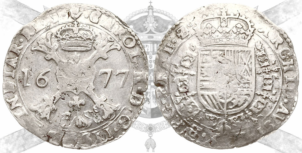 Carlos II. 1677. Amberes. 1 patagón.