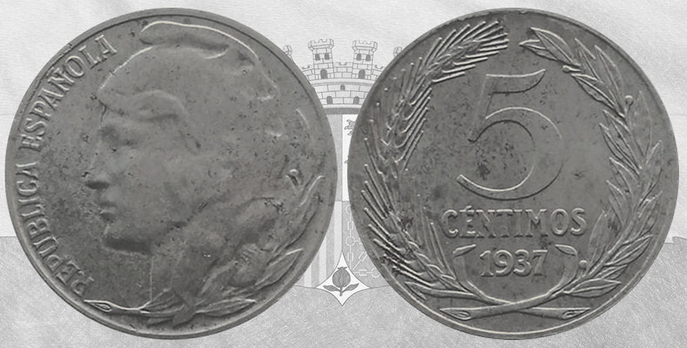 II República. 5 Céntimos 1937. MBC+. Cabeza Pequeña