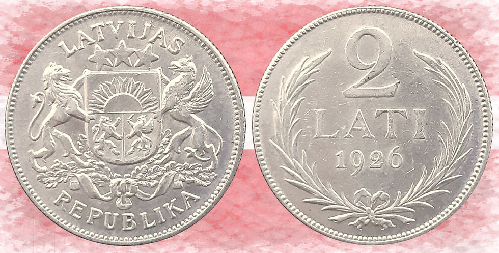 Letonia, 2 Lati, 1926. Latvijas.