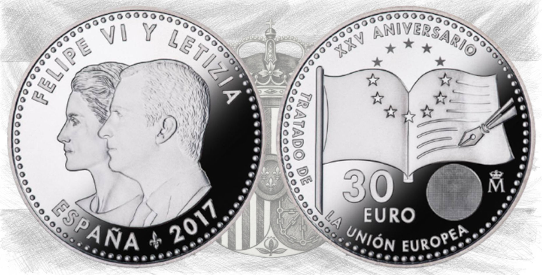 Felipe VI. 30 Euros 2017. 25 Aniversario de la CEE.