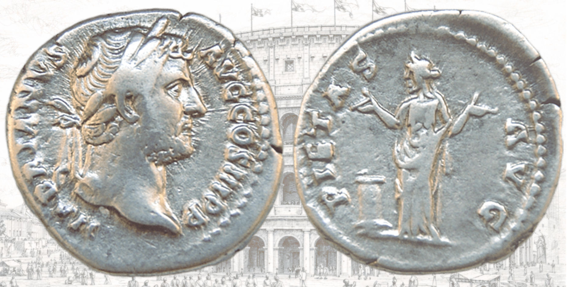 Denario de Adriano. RIC 257d. Pietas.