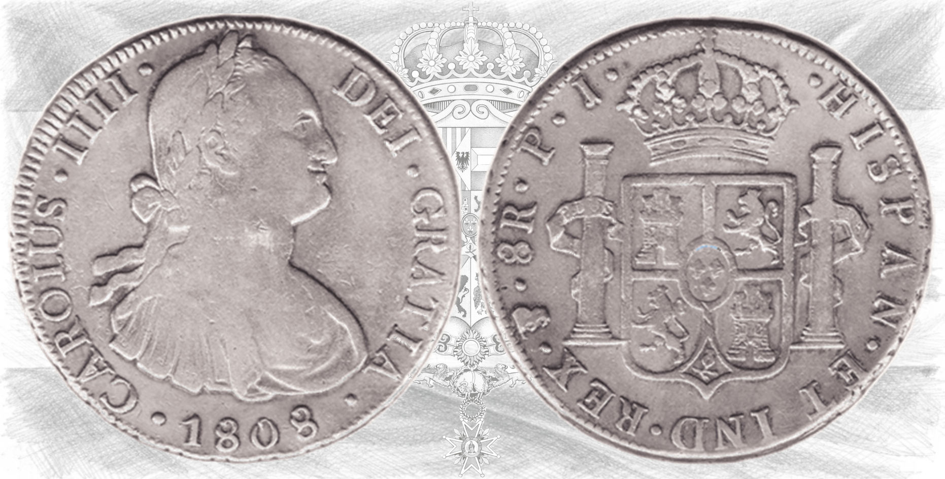 Carlos IV.  1808. Potosí. PJ. 8 reales.