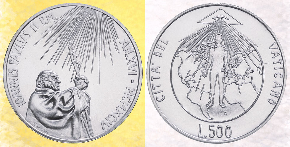 Vaticano, 500 Liras, 1994.  Lettera Enciclica "Veritatis Splendor".