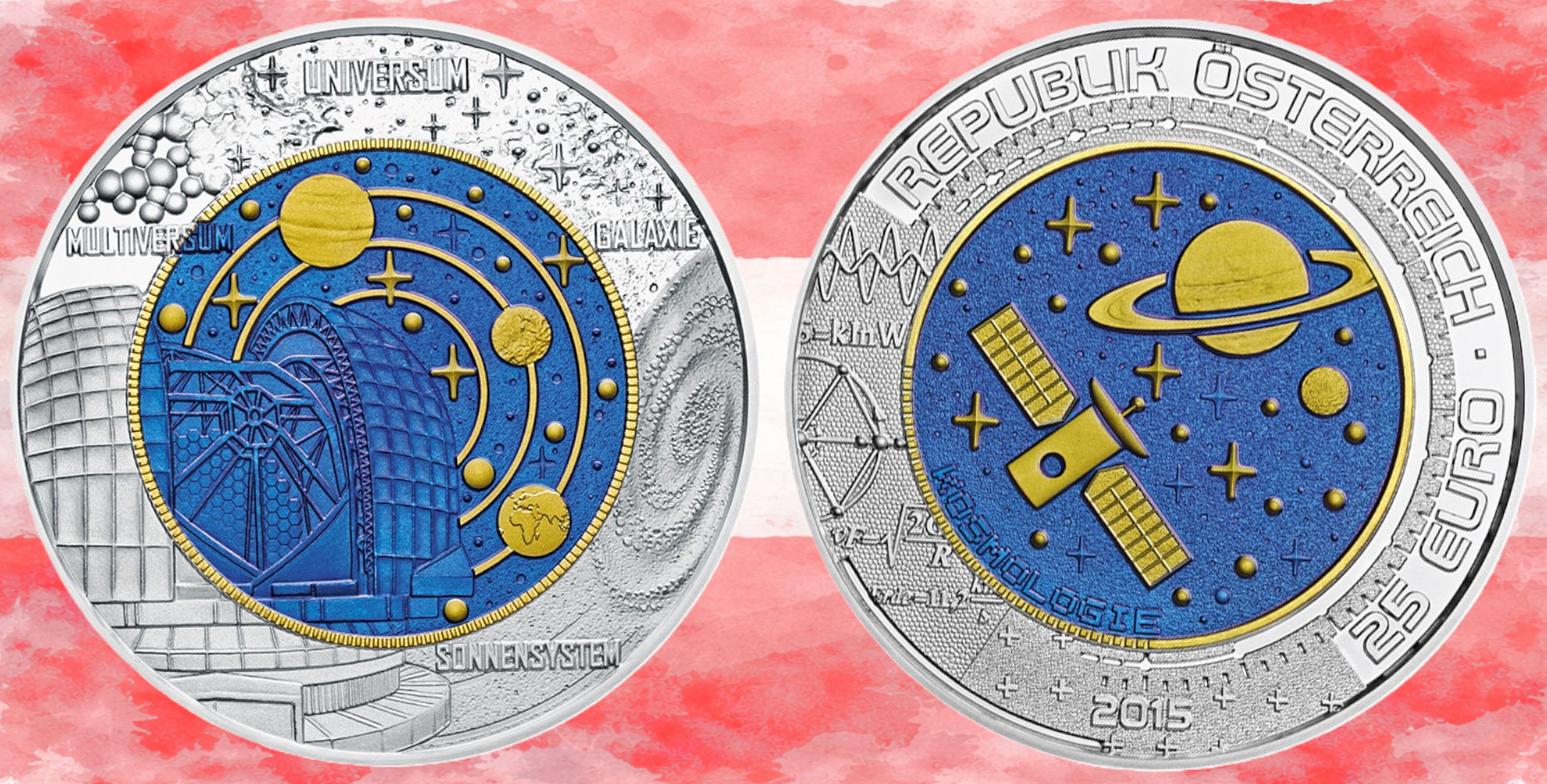 Austria. 25 Euros, Niobio. 2015. Cosmology.