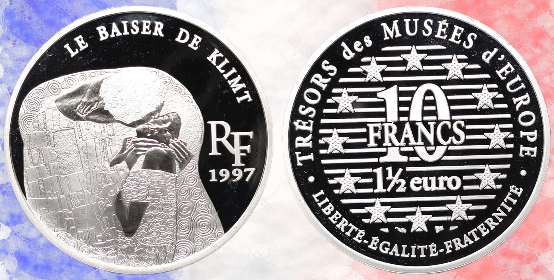 Francia. 10 Francos/1,50 Euros, 1997. Le Baiser de Klimt.