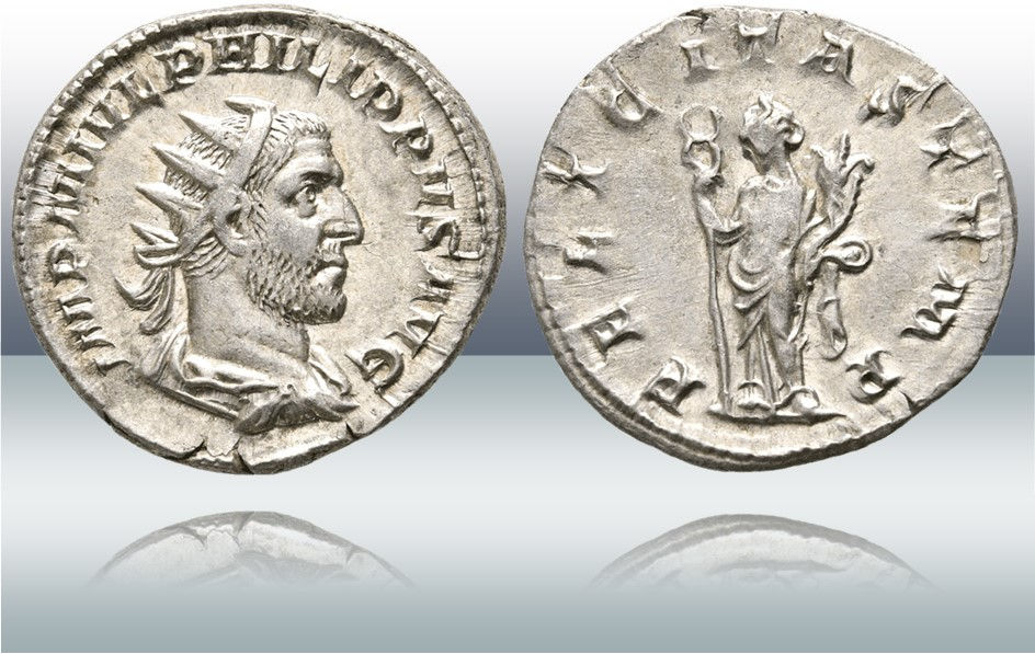 Antoniniano de Filipo I. RIC IV Philip I 31. FELICITAS TEMP. Felicitas
