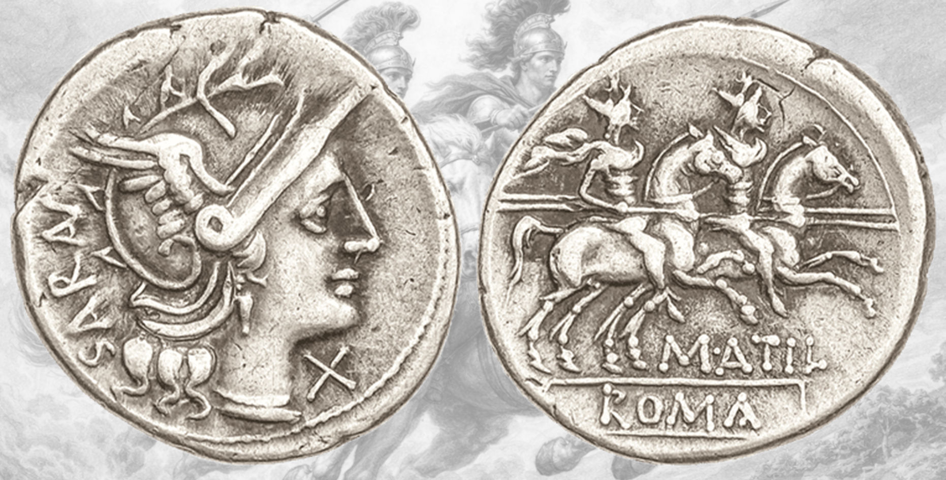 Denario Republica Romana. Denario Gens Atilia. Crawford 214/1c. M. Atilius Saranus.