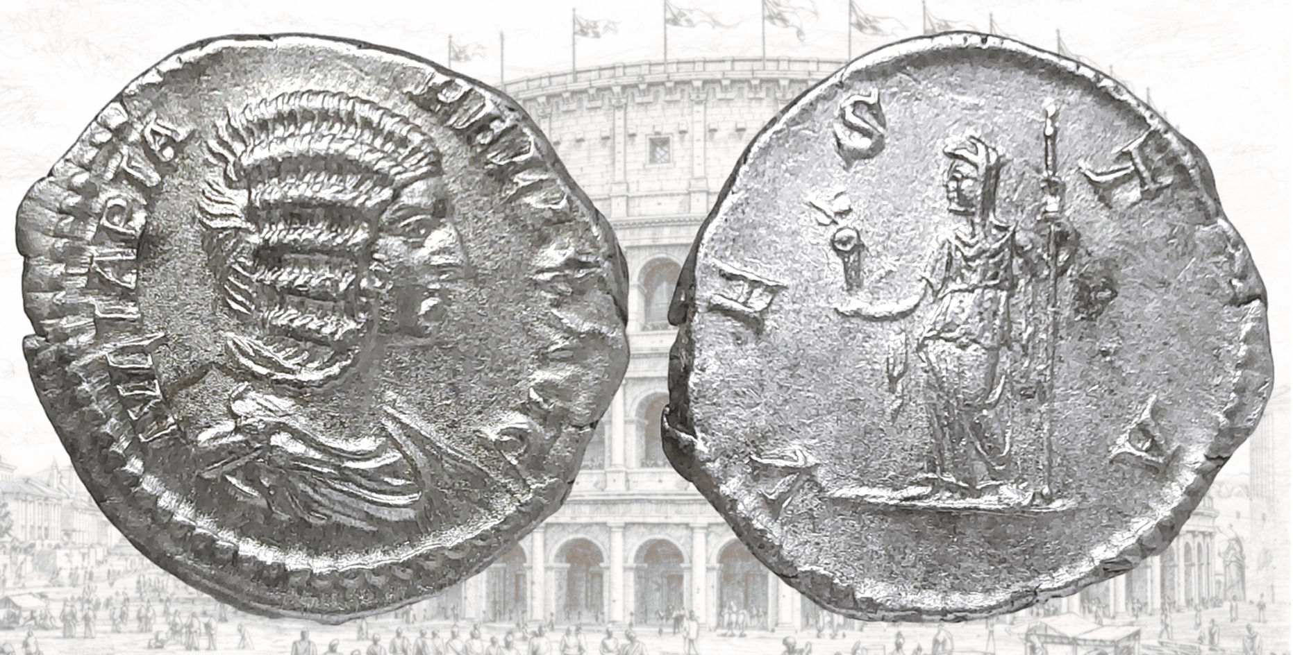 Denario de Julia Domna. RIC IV Caracalla 390. Vesta.