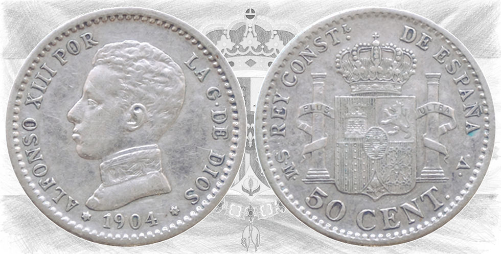 Alfonso XIII. 50 Céntimos. 1904  Estrellas: *0 *4. SM V