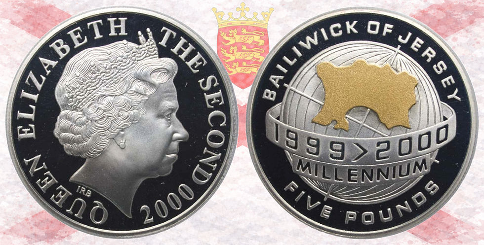 Jersey. 5 libras, 2000. Millennium. PCGS