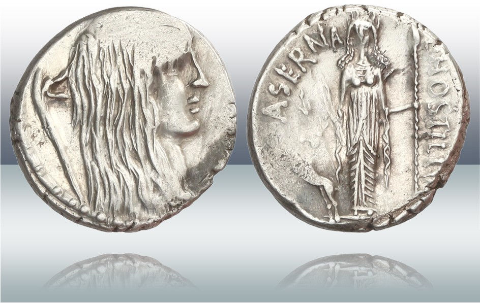 Denario Republica Romana. Denario Gens Hostilia. Crawford 448/3. NCV XF