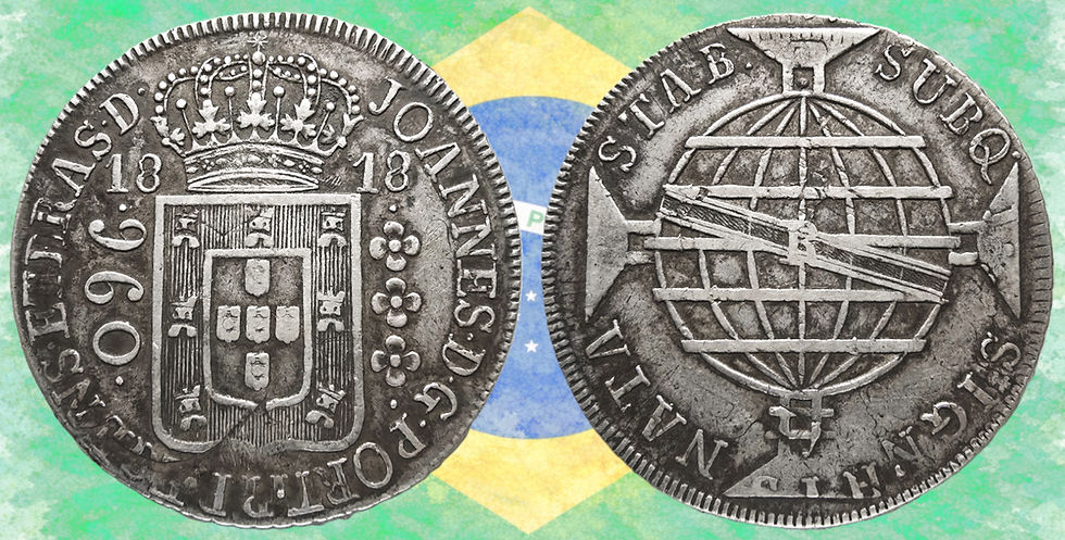 Brasil, 960 reis, 1816. Acuñados sobre un 8 reales.