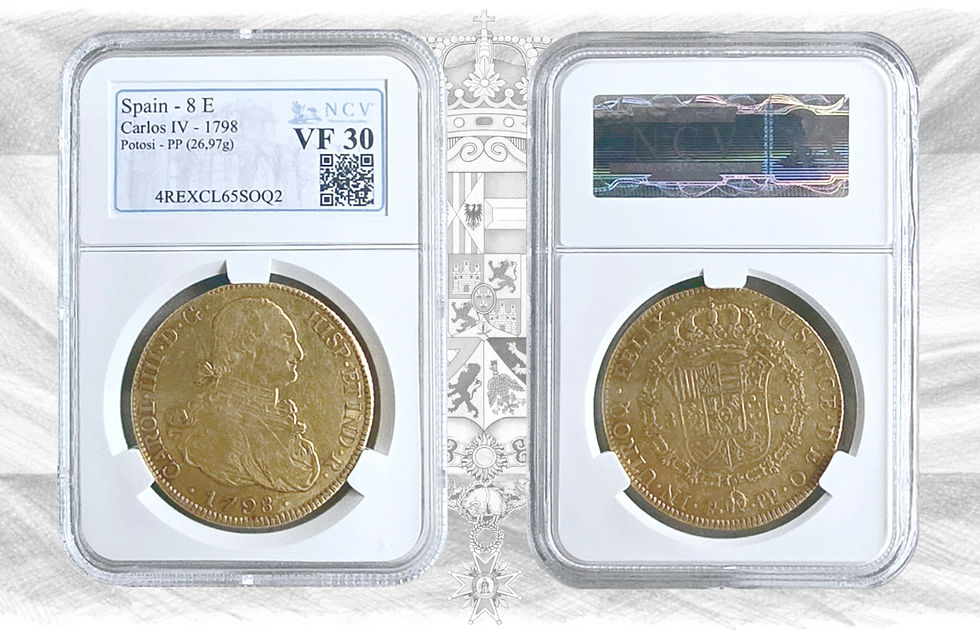 Miniatura: Carlos IV. 8 Escudos. 1798. Potosí PP. NCV VF30