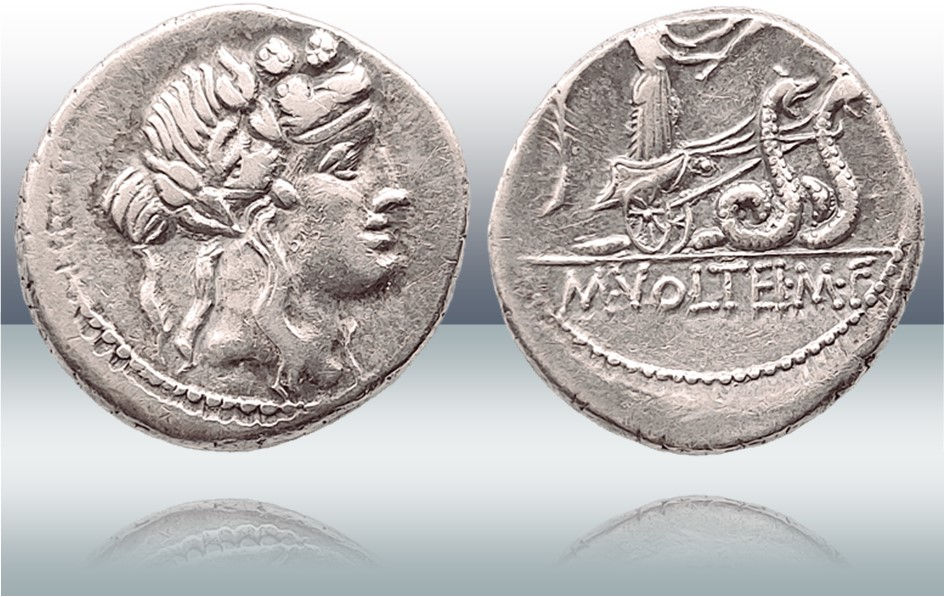 Denario Republica Romana. Denario Gens Volteia. Crawford 385/3. M. Volteius.