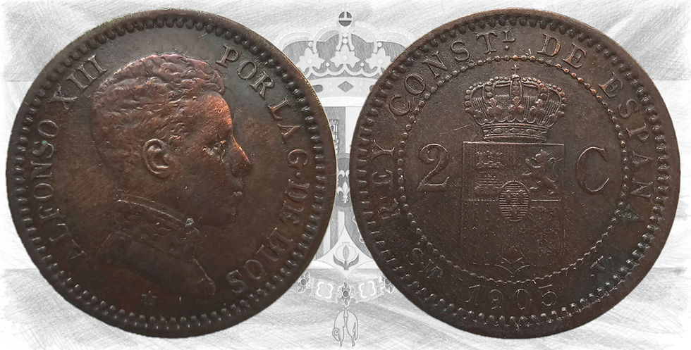 Alfonso XIII. 2 Céntimos. 1905 Estrella: *05. SM V