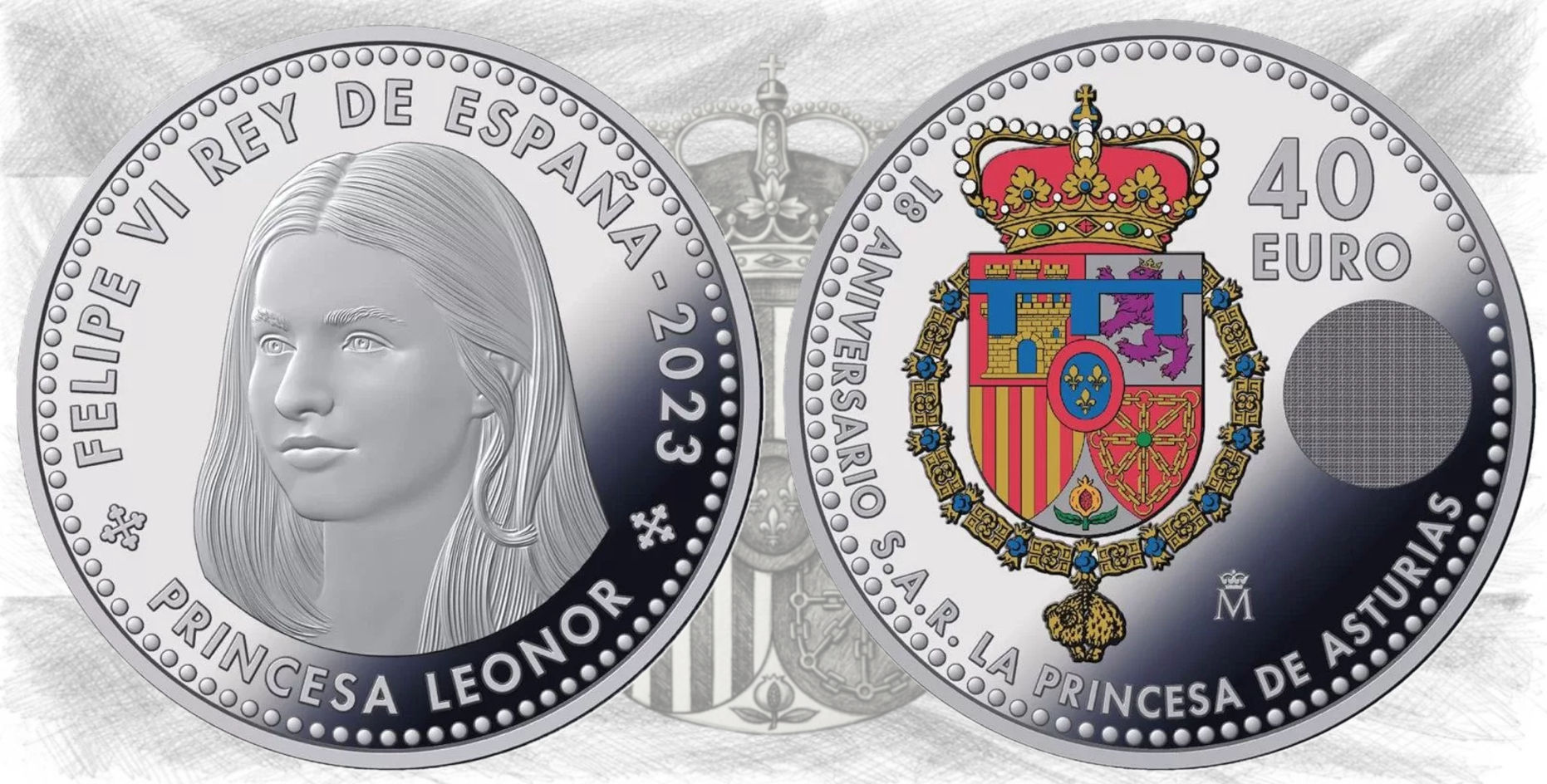 Felipe VI. 40 Euros 2023. mayoría de edad de Su Alteza Real la Princesa de Asturias.