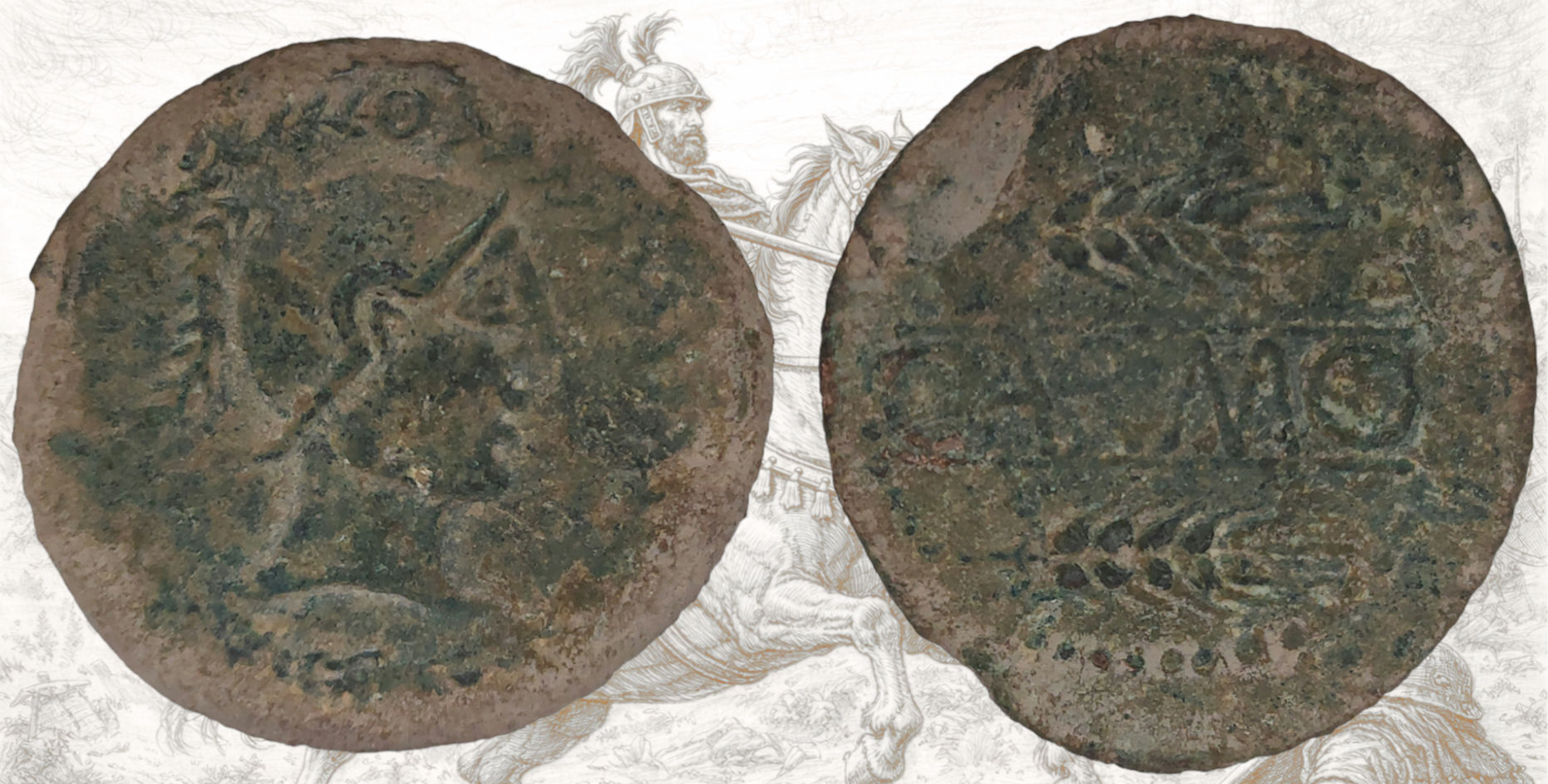 Carmo. As de Carmo. Casco con largo penacho, espigas a derecha