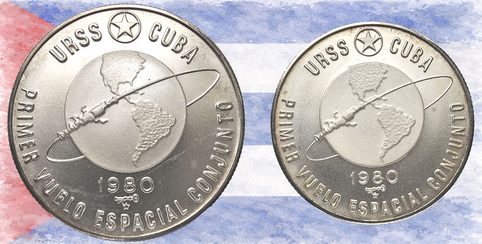 CUBA, 1 X 10 PESOS + 1 X 5 PESOS, 1980. SC. Primer Vuelo Espacial Conjunto