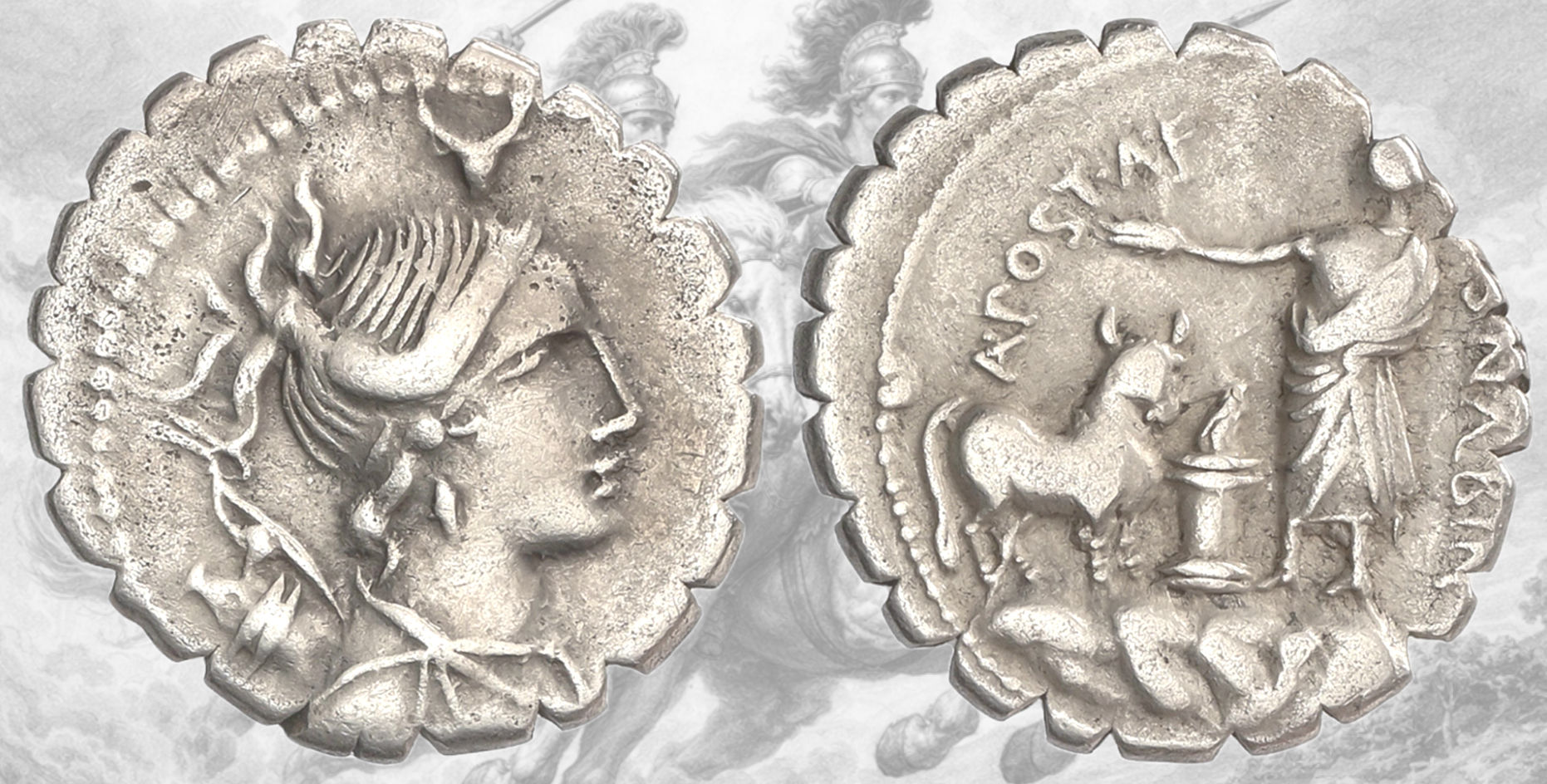 Denario Republica Romana. Denario Gens Postumia. Crawford 372/1. A. Postumius Albinus.