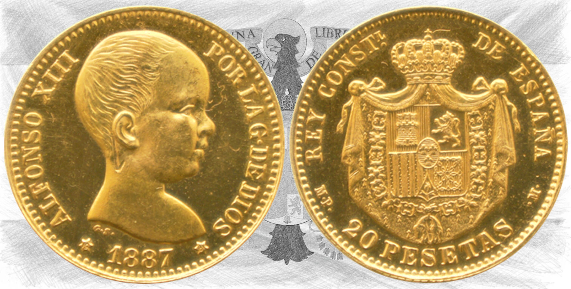 Reacuñación Oficial. 20 Pesetas 1887 *19-61 Madrid MP M