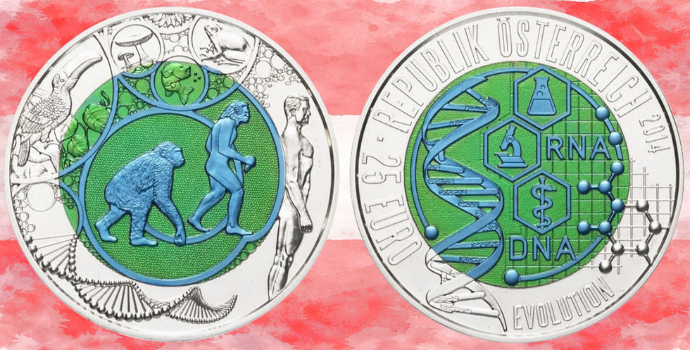 Austria. 25 Euros, Niobio. 2014. Evolution.
