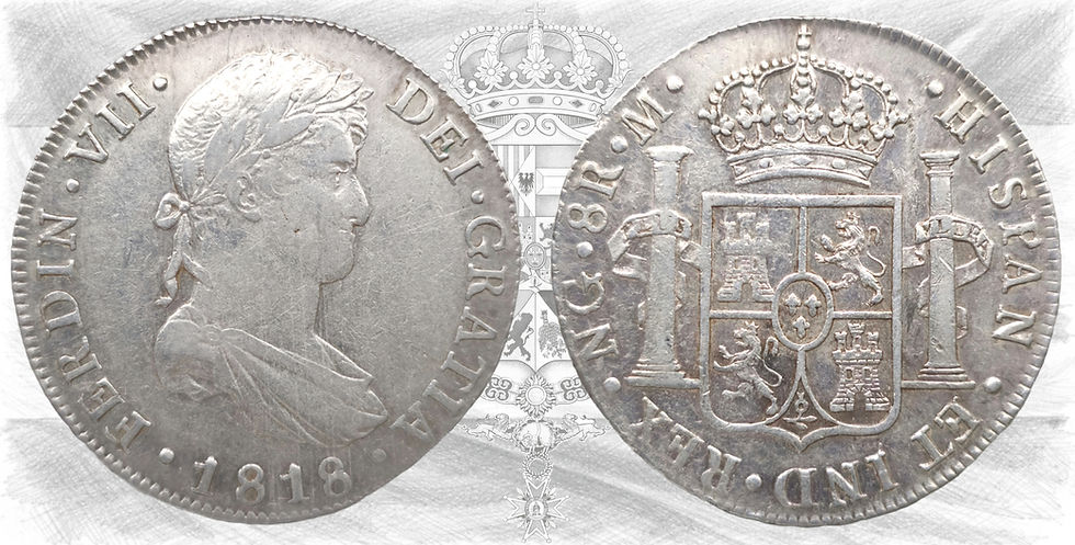 Fernando VII. 8 Reales. 1818 Guatemala M. NCV VF 35. NCV Grading