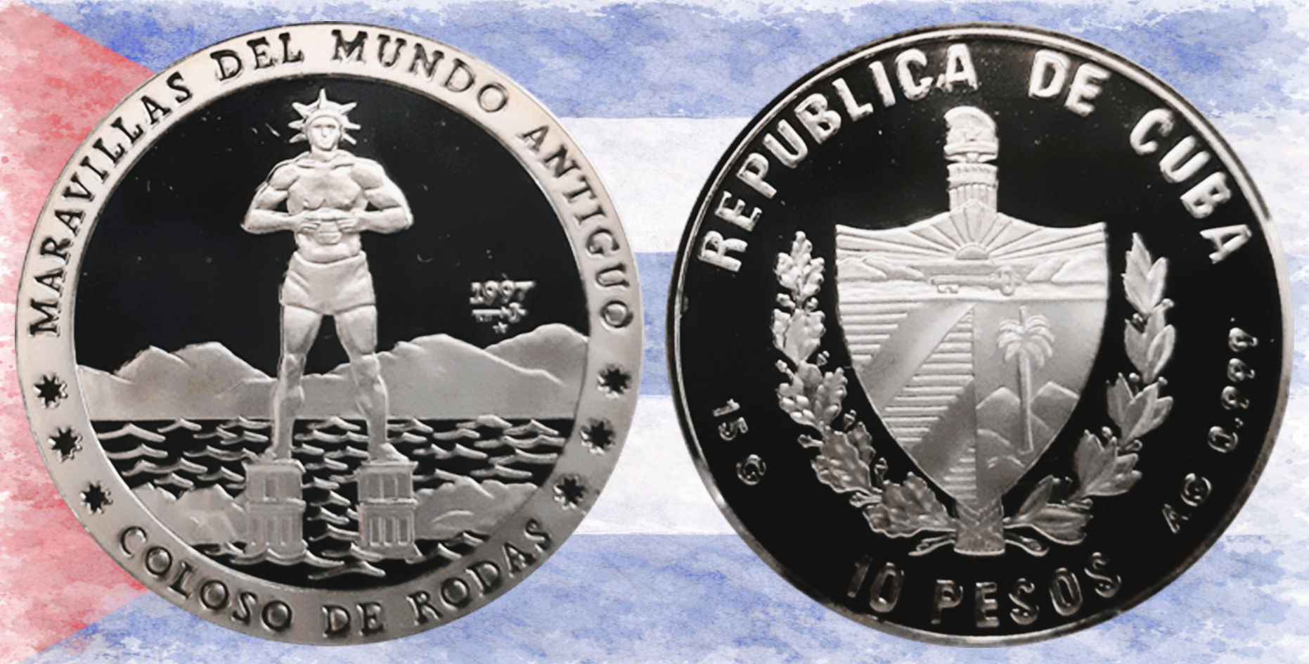 Cuba, 10 Pesos, 1997.  Coloso de Rodas.