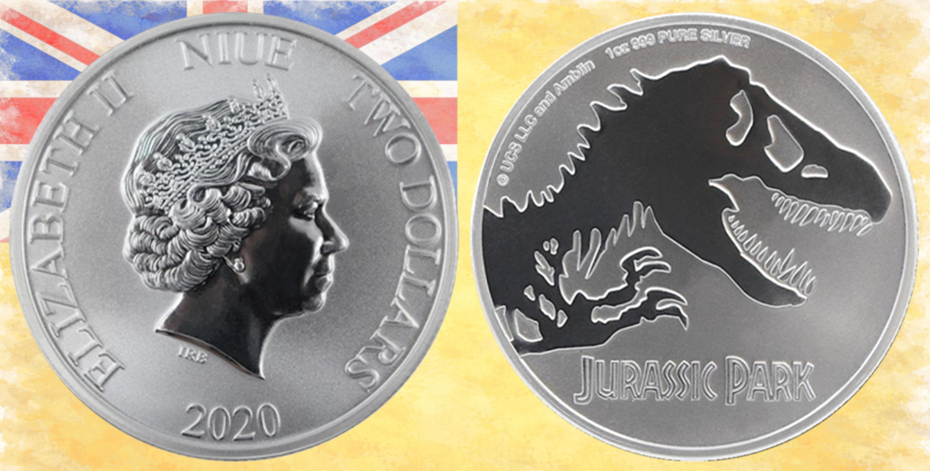 Niue. 2 Dólares. 2020. Jurassic Park. NCV MS 64