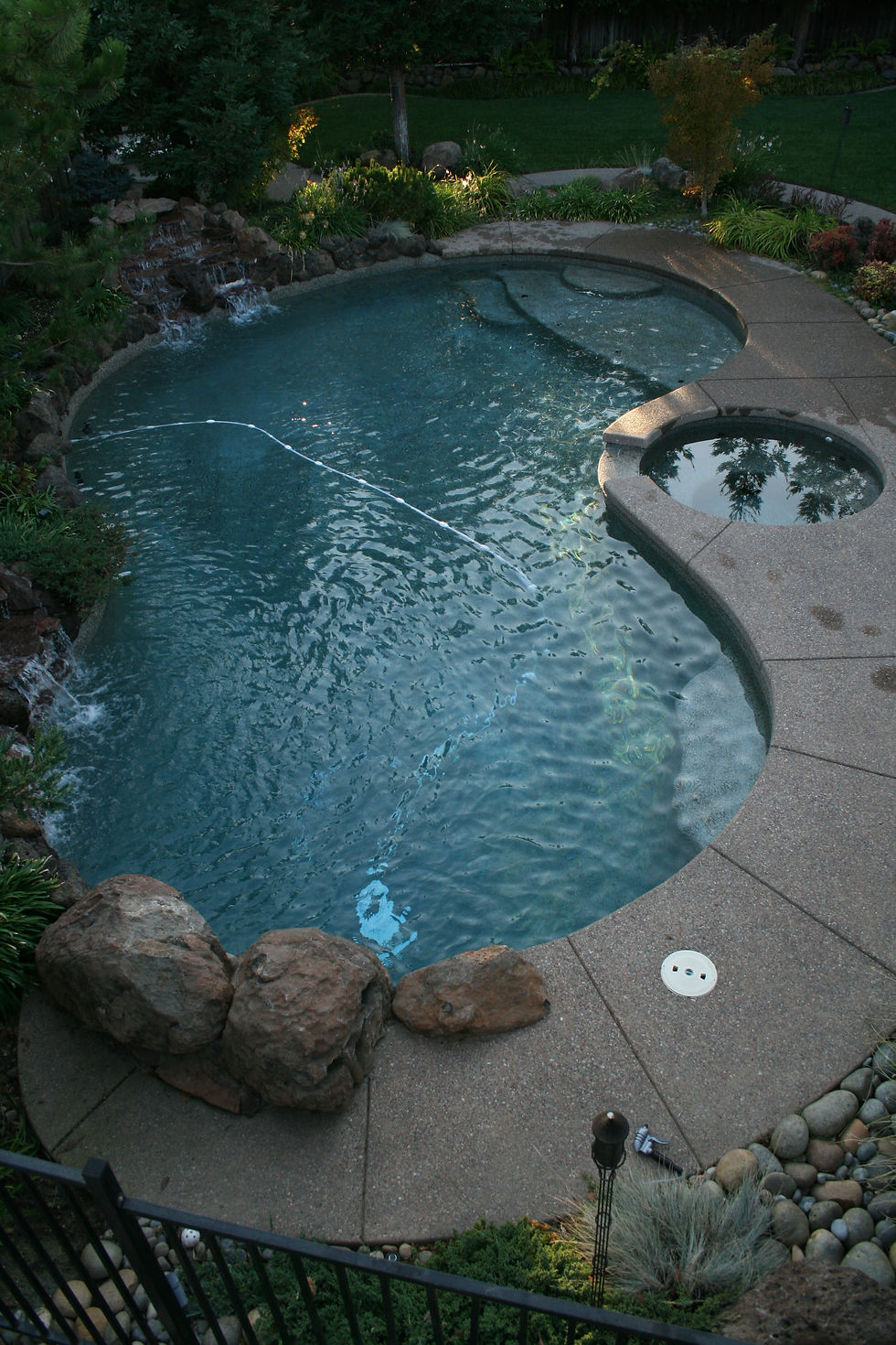 Freeform Pool with Spa & Waterfalls