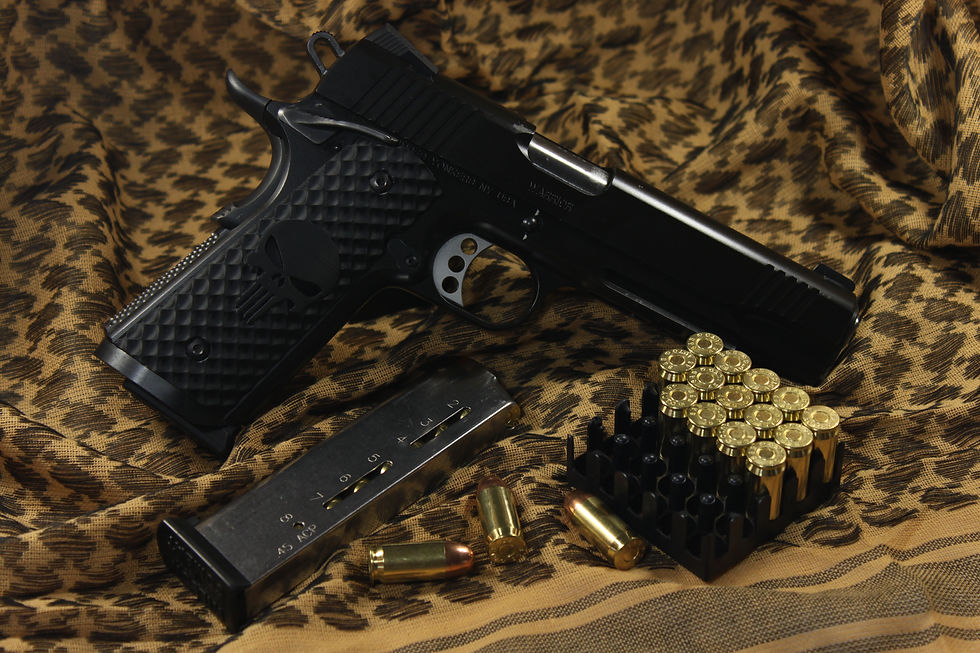 Thumbnail: 1911 Full Size Grip - Coarse Gunner - Night Black - Punisher 1