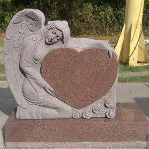 pink heart headstone monument with angel