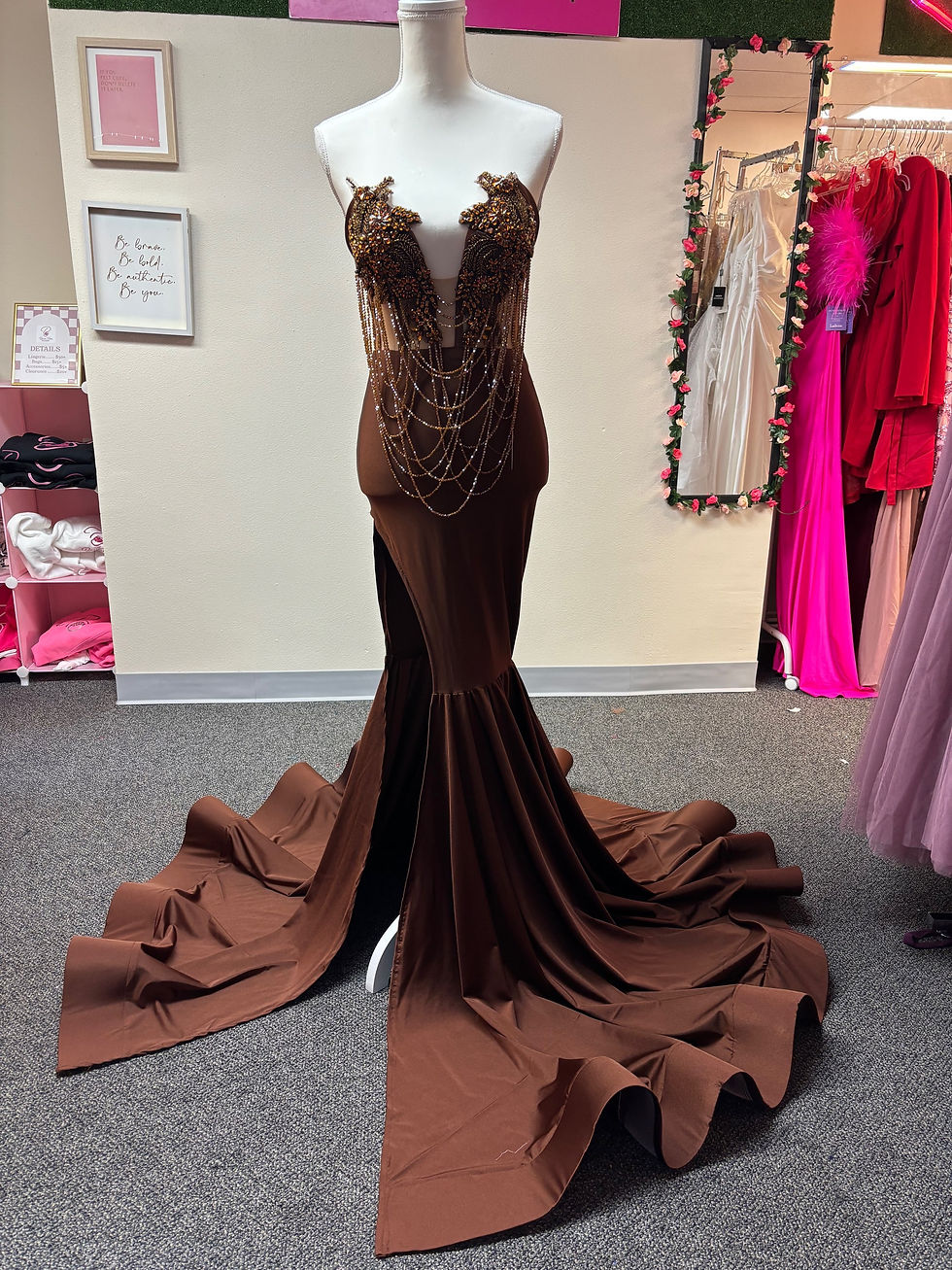 Thumbnail: Calla - Corset Mermaid Dress with split rhinestones and beads