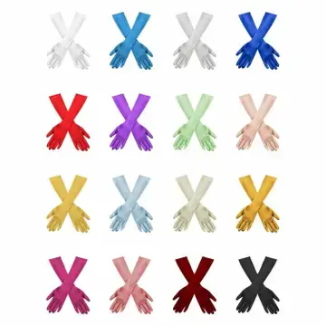 Thumbnail: 15 Inch Below Elbow  Satin Gloves