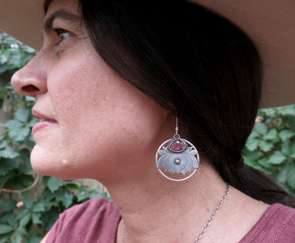 Thumbnail: Pink Tourmaline Lotus Earrings