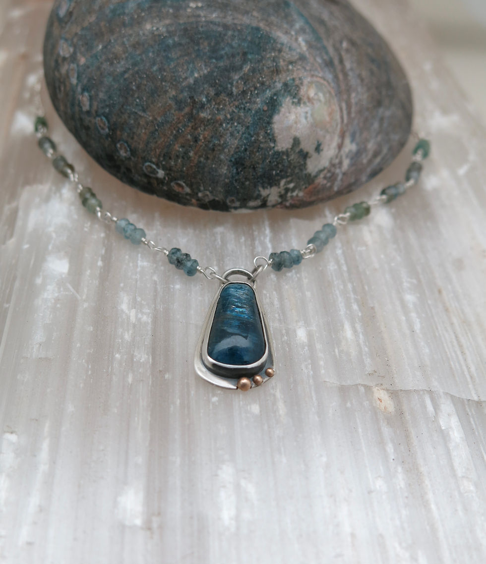 Thumbnail: Blue Kyanite Abalone Necklace