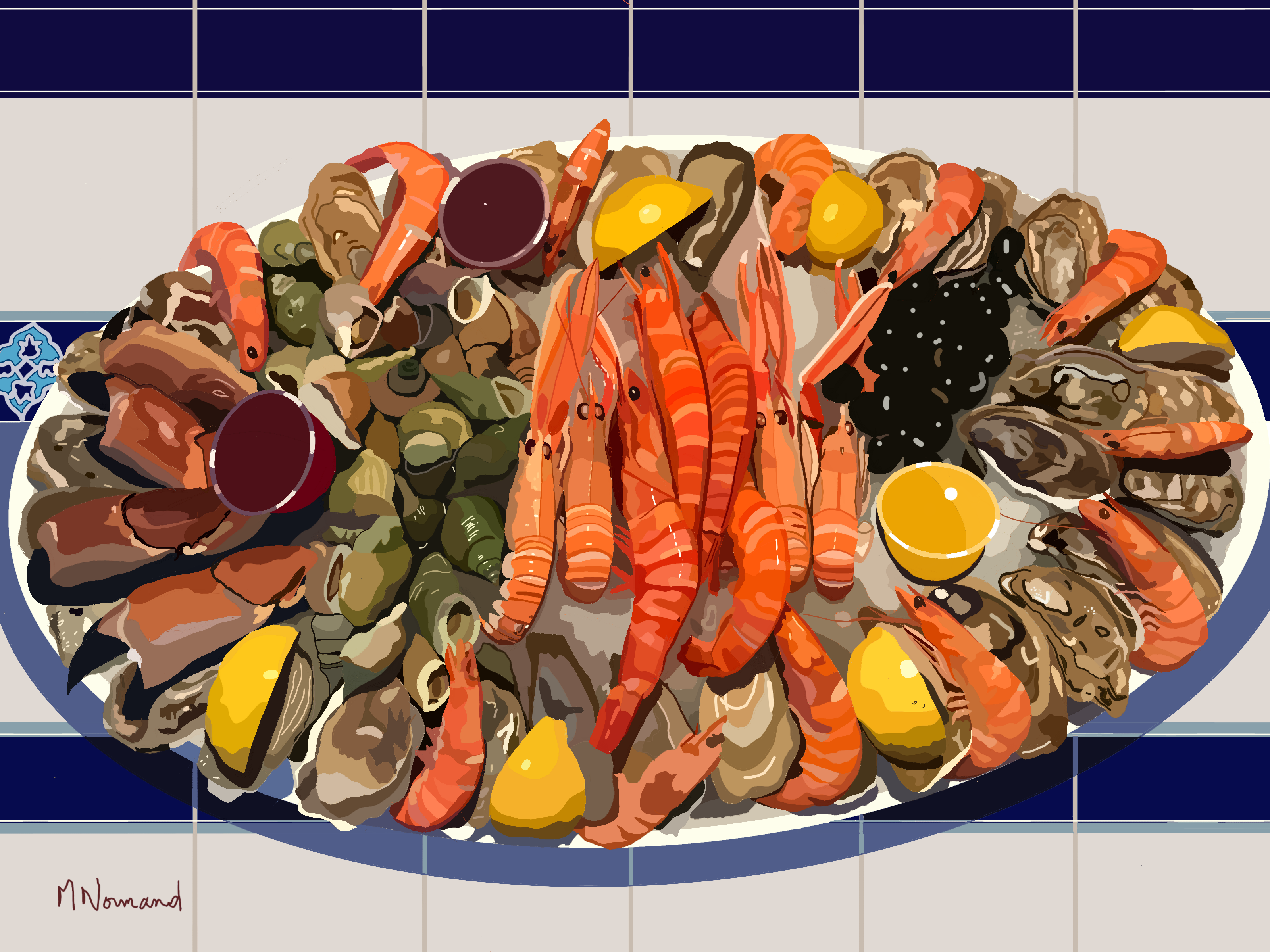 délices de la mer/Poster encadré bois 30x45