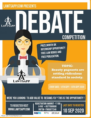 National Debate and Argument Competition: 12th and 13th September,2020 (Register Now!)