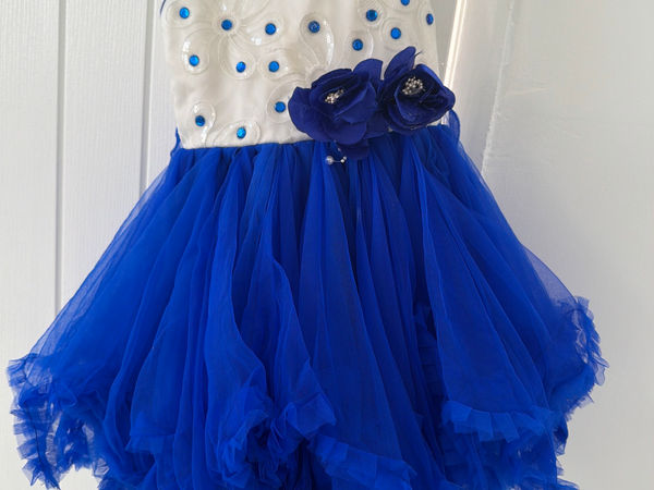 Girls Blue and White Tulle Party Dress