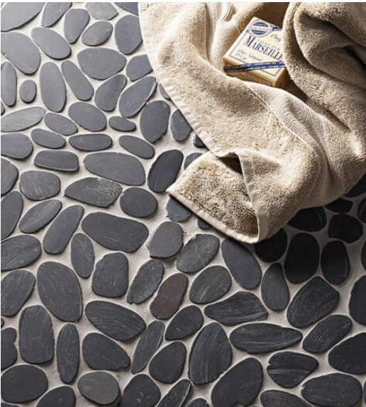  Riverstone Black Flat Cut Pebble Mosaic - Large