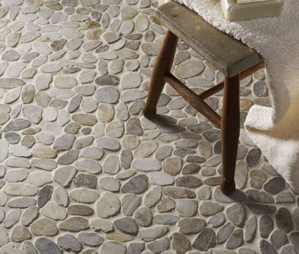 Riverstone White Flat Cut Pebble Mosaic - Large