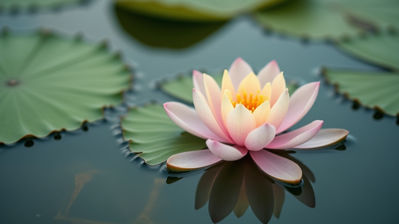 Pink and yellow lotus flower on water