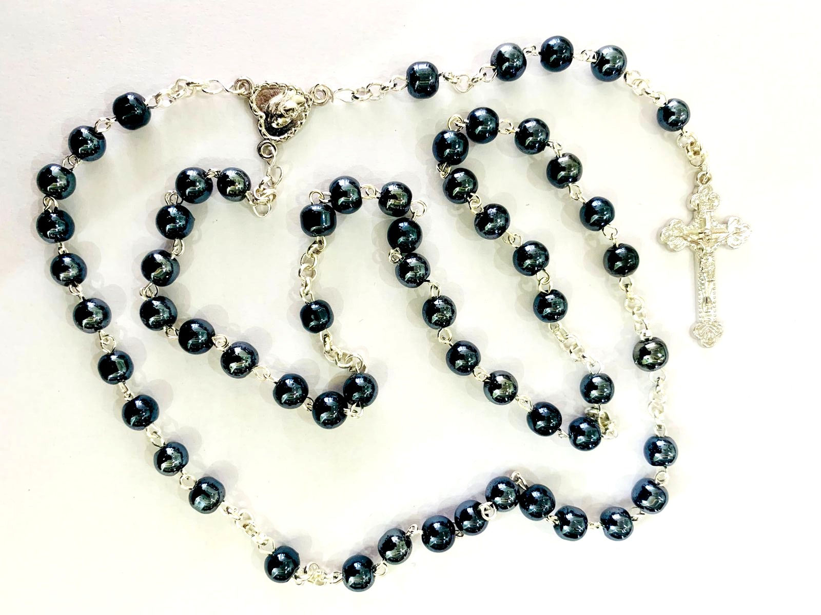 6 MM BLACK METAL CHAIN ROSARY