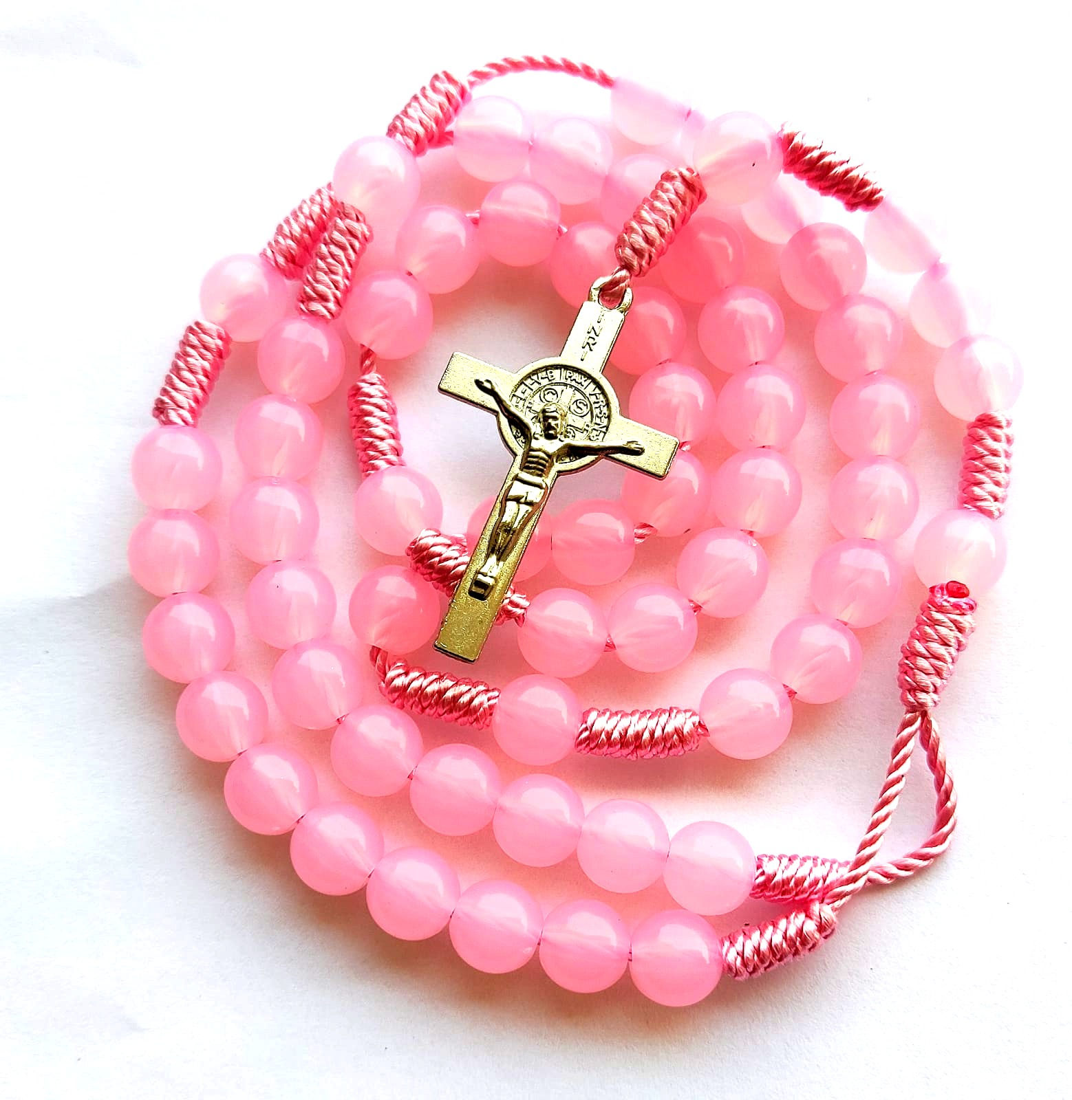 PINK ROSARYWITH PINK THREAD
