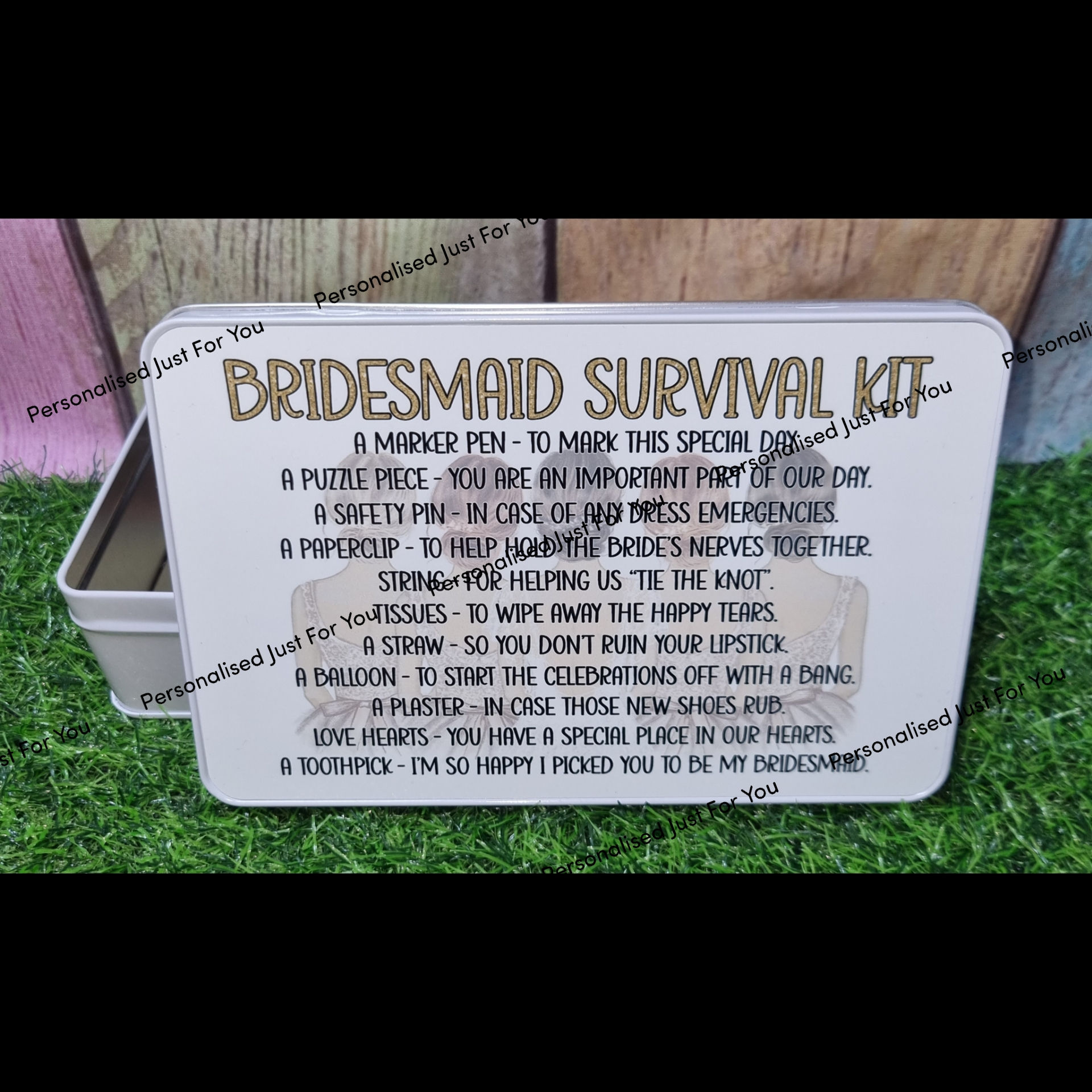 Novelty Bridesmaid Survival Gift Tin, Wedding Gift