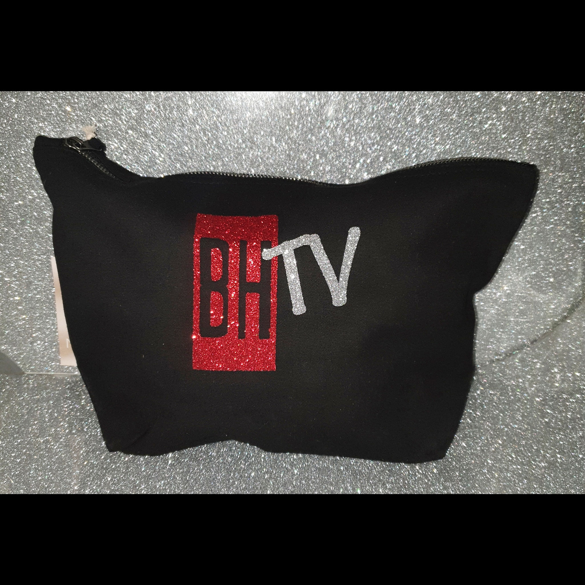 BHTV black Glitter Cosmetic Bag