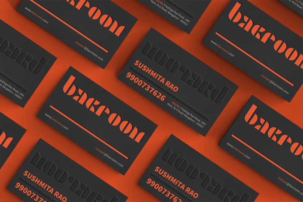 a bunch of business cards for a company called bacroom