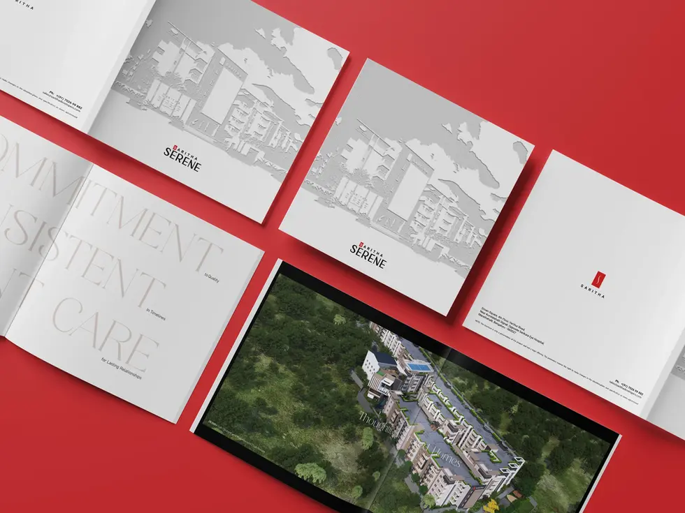open and closed brochure for serene from saritha developers