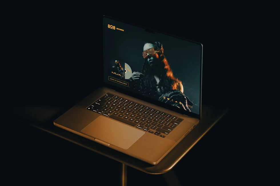 a laptop is open to a page that says 808 records