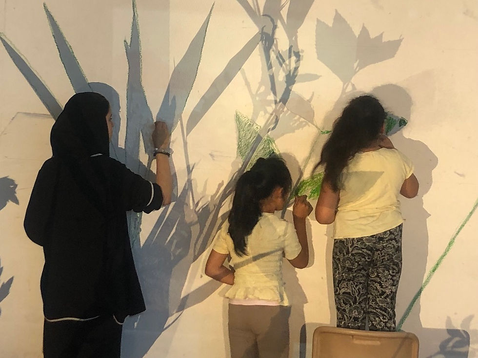 Children Painting a Mural with Light Projection
