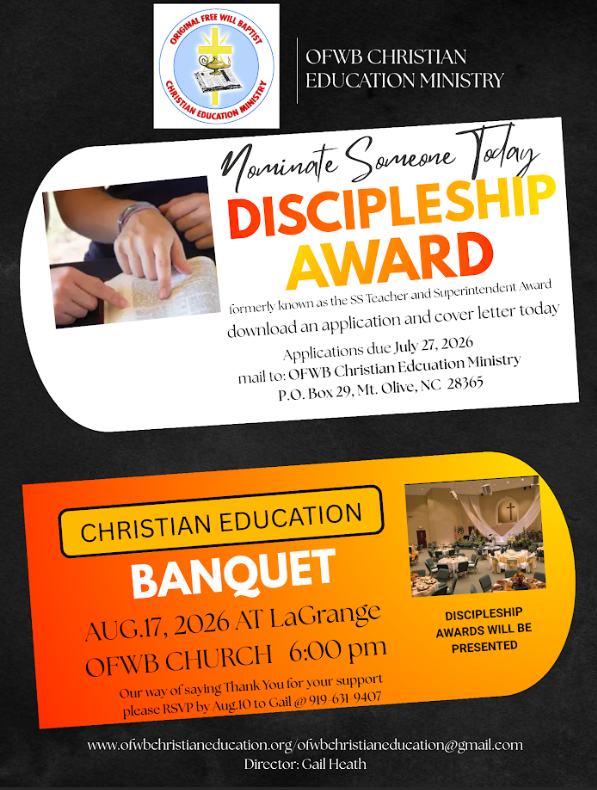 Original Free Will Baptist Christian EducationDiscipleship Awards